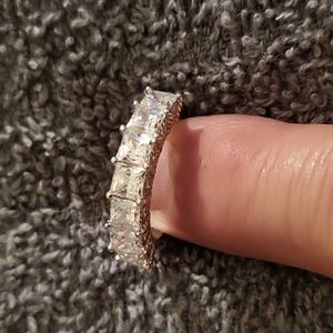 Judith Ripka Sterling 7-Stone Princess-Cut Diamonique Ring sz 6